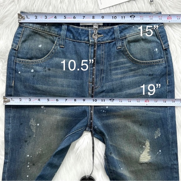 NWT Wildfox Distressed Slouchy Paint Splatter High Waist Boyfriend Cropped Jeans - Picture 10 of 10